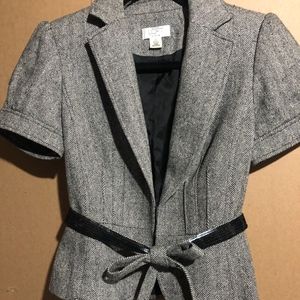 Tweed Herringbone Short Sleeve Blazer
